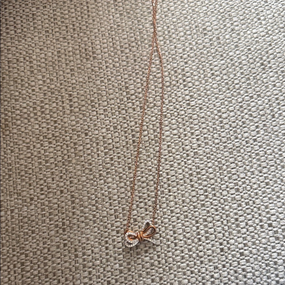 Swarovski Rose Gold Bow Necklace with Crystal Accents